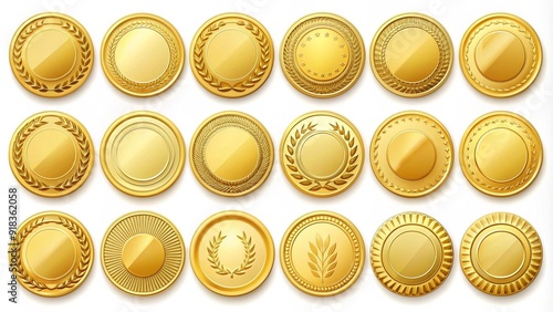 Realistic Blank Golden Coins and Medals for Design Inspiration generative AI