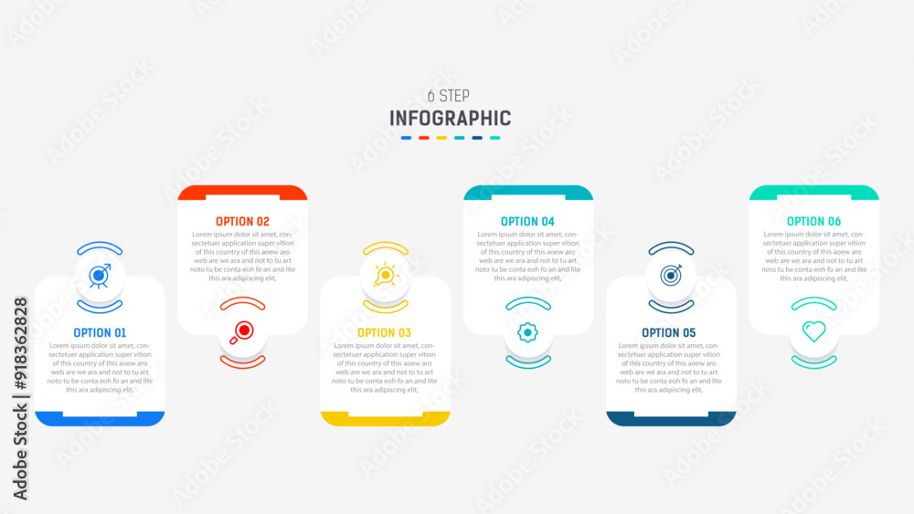 6 Element Design Business infographics design for Six Step, option, parts or process ...