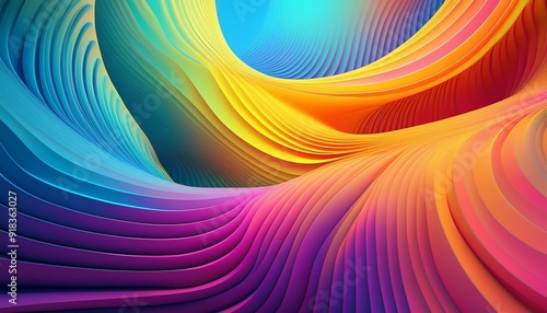 Vibrant color gradient abstract architecture Generative AI image
