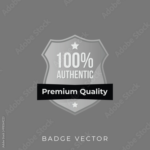 best quality badge illustration in silver and black hundred percent authentic.eps