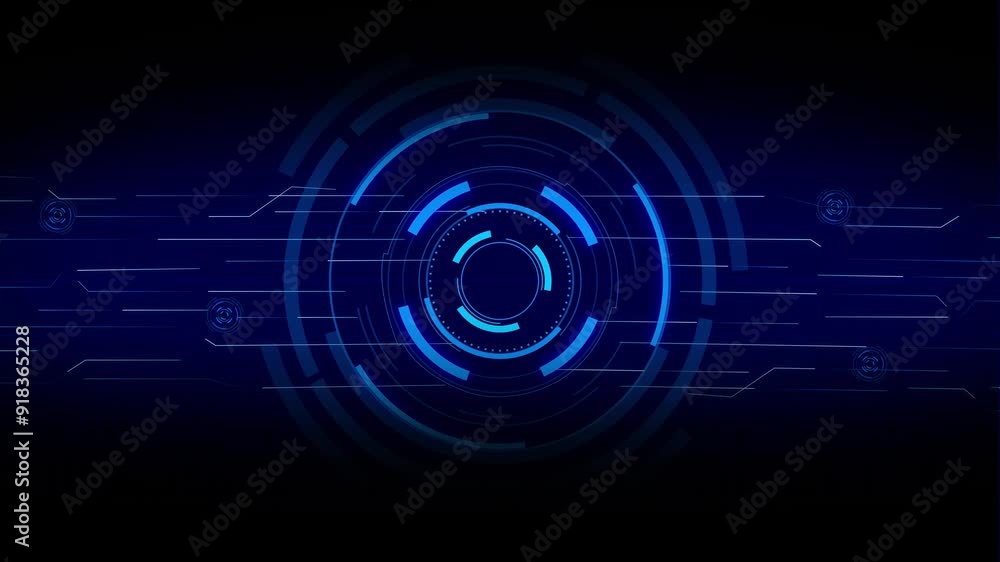 Abstract HUD element with round core and electronic circuit animation. Virtual dashboard interface for futuristic concept. Abstract HUD element with round core and electronic circuit animation. Virtual dashboard interface for futuristic concept.
