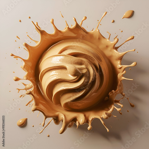 splash peanut butter with peanut seeds isolated