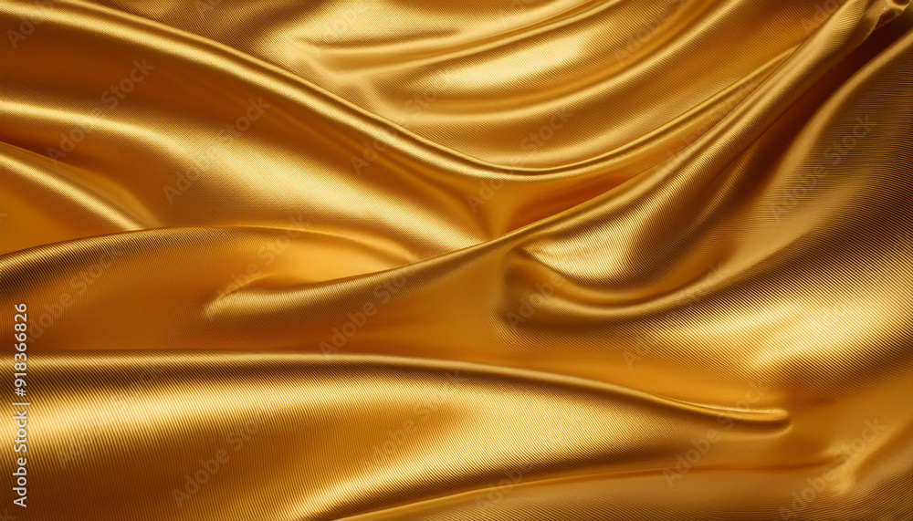 Luxurious Waves of Golden Satin. Close-up of Smooth, Glimmering Fabric Draped in Fluid, Undulating Patterns with a Rich Warm Glow Luxurious Waves of Golden Satin. Close-up of Smooth, Glimmering Fabric Draped in Fluid, Undulating Patterns with a Rich Warm Glow