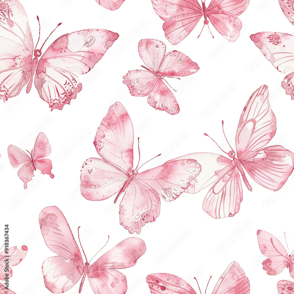 Watercolor style of French Rococo butterflies wallpaper in pink. Isolated on a white background.
Watercolor style of French Rococo butterflies wallpaper in pink. Isolated on a white background.
