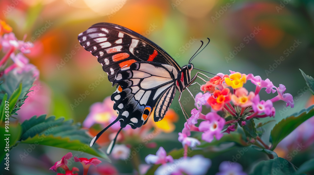 butterfly on flower differet colour butterfly on flower differet colour