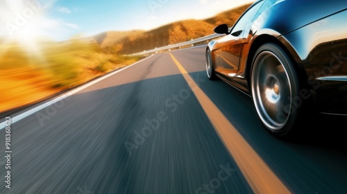 Black Sports Car Driving On Winding Road