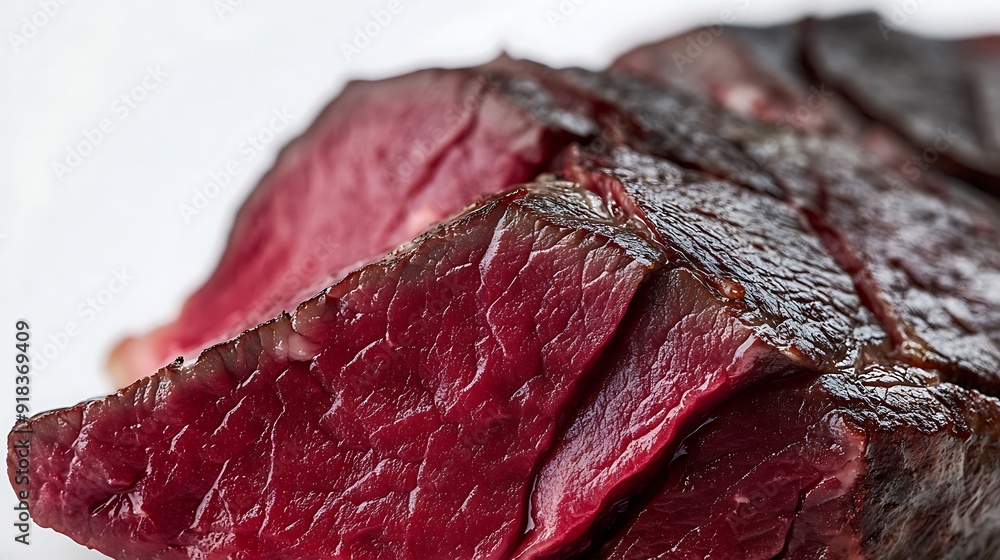 Fototapeta premium Close-up of a Sliced, Raw Beef Steak