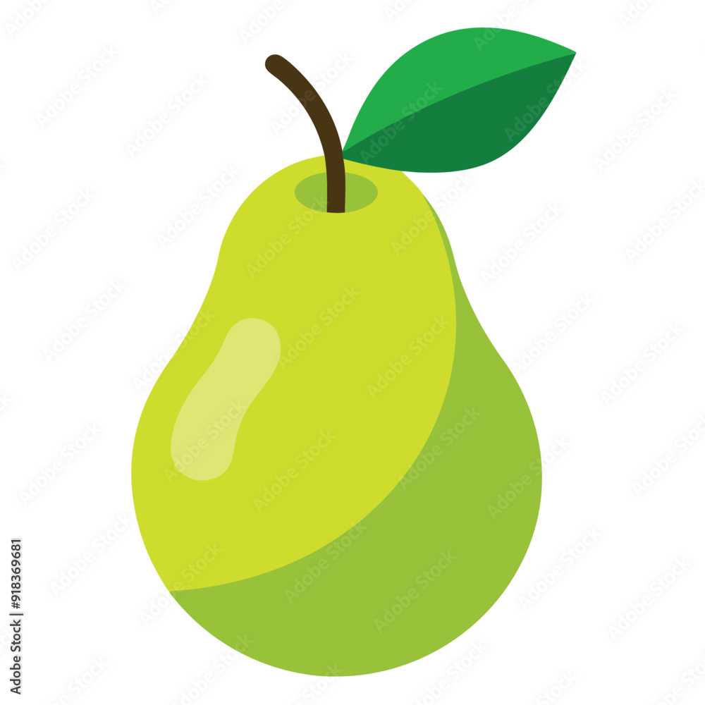 Simple Pear Fruit Vector Illustration on White Background Simple Pear Fruit Vector Illustration on White Background