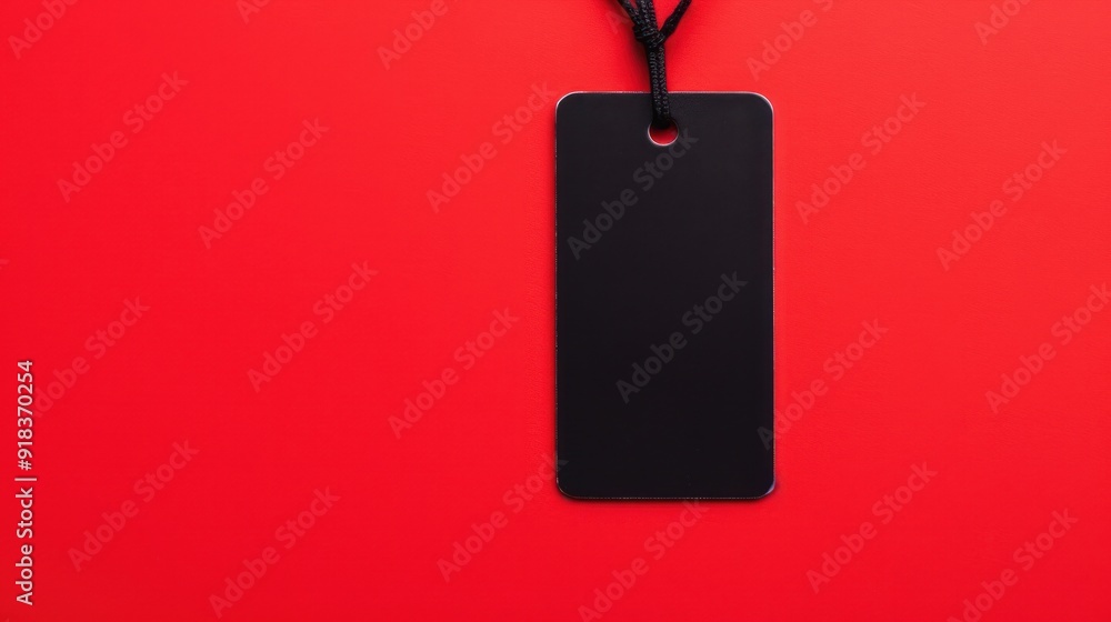 Fototapeta premium Blank Black Tag on Red Background