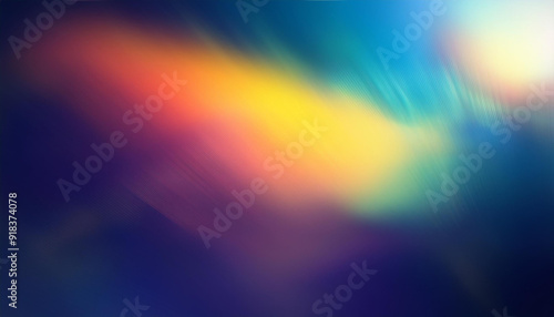 Abstract Ethereal Light Spectrum. Dreamy Rainbow Hues Blending into a Soft, Mystical Glow Across a Deep Blue Gradient Background, Banner for Presentation