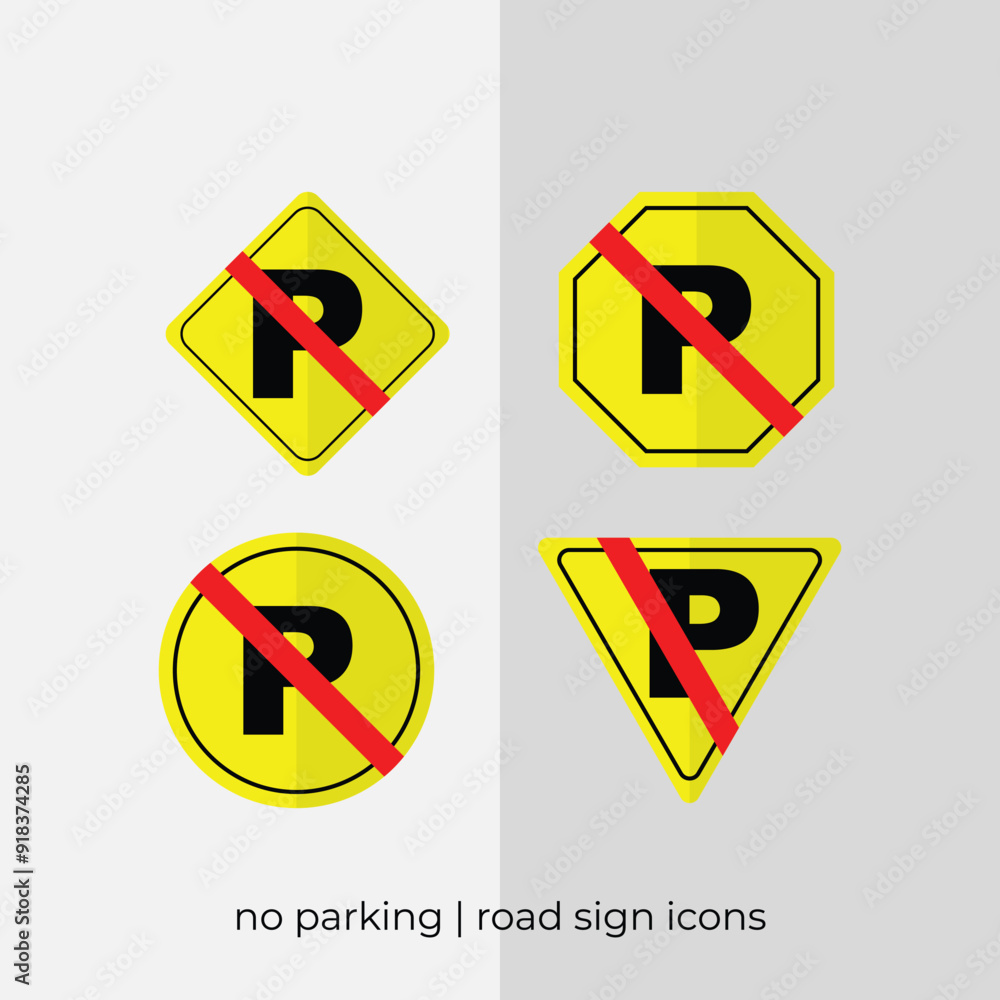 different no parking road sign vector collection in yellow icons.eps different no parking road sign vector collection in yellow icons.eps