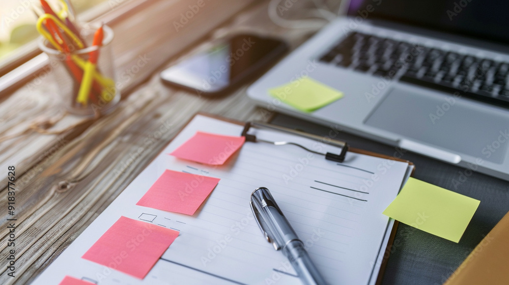 Close-up of a to-do list on a sticky note next to a laptop, emphasizing organization and task management Close-up of a to-do list on a sticky note next to a laptop, emphasizing organization and task management