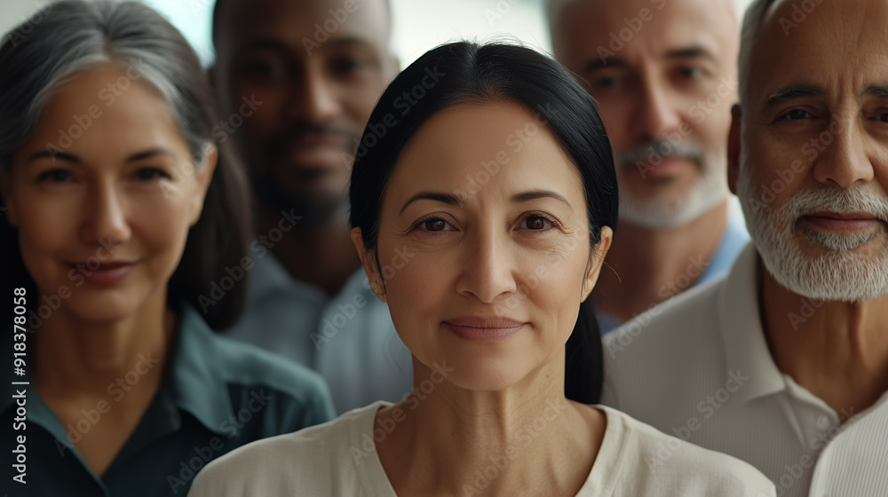 Diverse group of professionals smiling together, showcasing unity and success in the corporate world Diverse group of professionals smiling together, showcasing unity and success in the corporate world