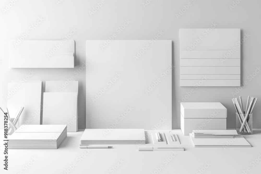 Realistic blank stationery set mockup isolated created with generative ai Realistic blank stationery set mockup isolated created with generative ai