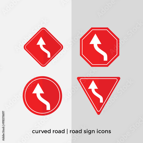 Free Download different curved road road sign vector collection in red icons.eps - GFXLoad