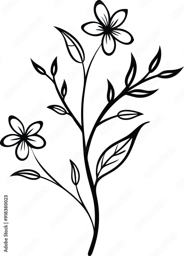 Hand drawn botanical floral branch illustration Hand drawn botanical floral branch illustration