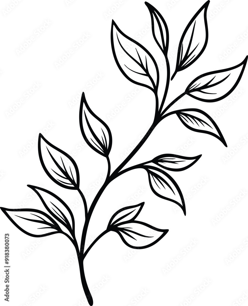 Hand drawn botanical floral branch illustration Hand drawn botanical floral branch illustration