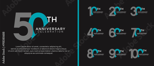 anniversary logo style set with gray and blue color can be use for celebration moment