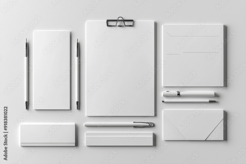 Realistic blank stationery set mockup isolated created with generative ai Realistic blank stationery set mockup isolated created with generative ai