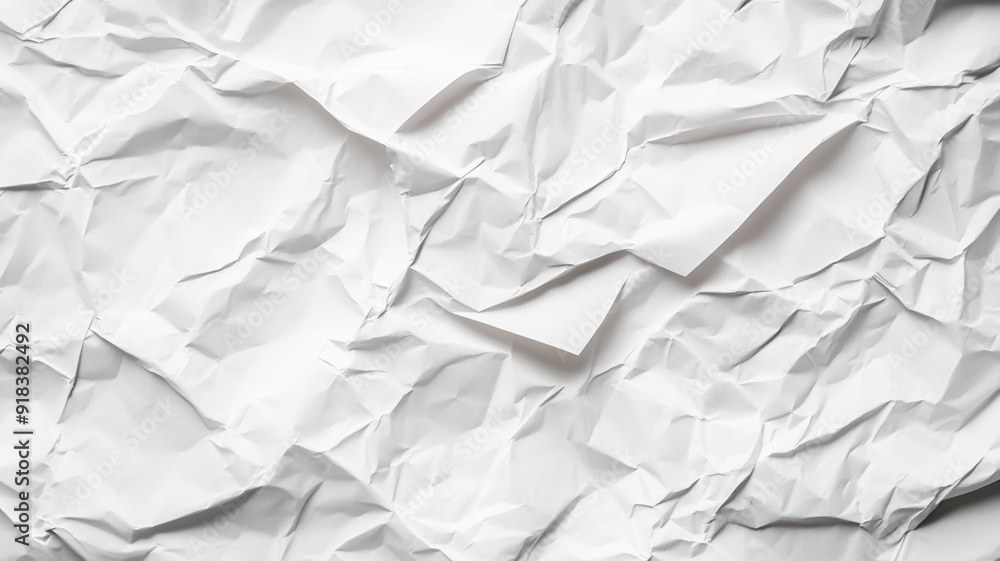 A white poster with a crumpled and creased texture, isolated against a white background, showcasing its wrinkled and uneven surface. A white poster with a crumpled and creased texture, isolated against a white background, showcasing its wrinkled and uneven surface.