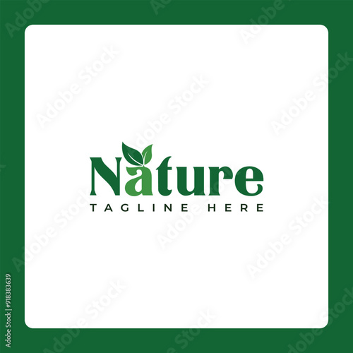 natural logo green colour background photo