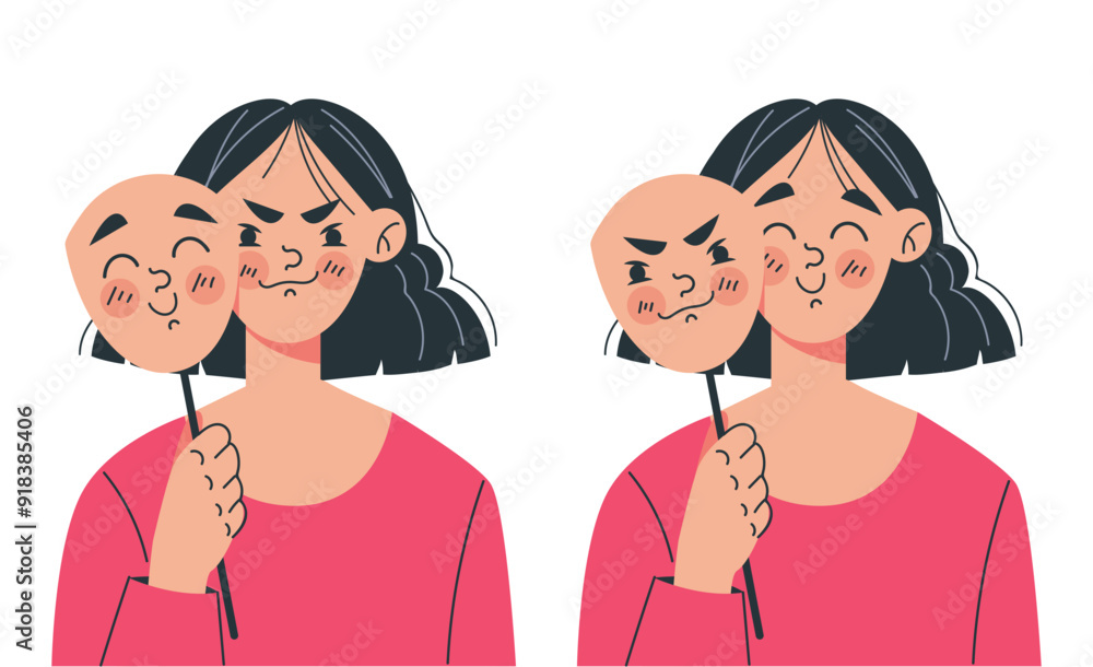 Bad people characters wear good mask concept. Vector graphic design illustration element Bad people characters wear good mask concept. Vector graphic design illustration element