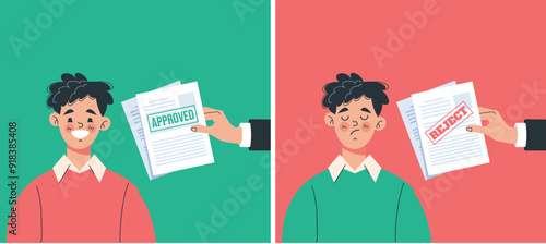 People have approved and reject documents isolated concept. Vector flat graphic design illustration	
