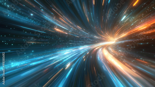 Abstract technology background of high speed global data transfer, ultra fast broadband and connection, digital cyber tech motion