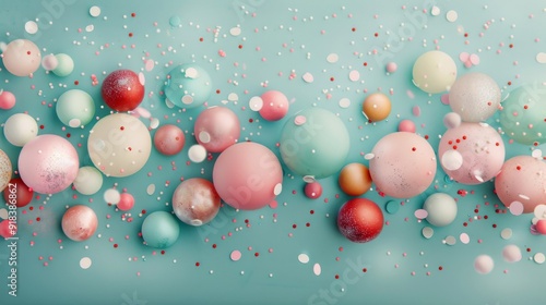 Colorful Decorative Balls Arranged on a Dark Background for Crafting