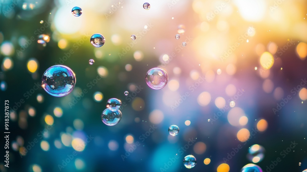 Beautiful Bubbles with Light Reflections in Nature's Glow Beautiful Bubbles with Light Reflections in Nature's Glow