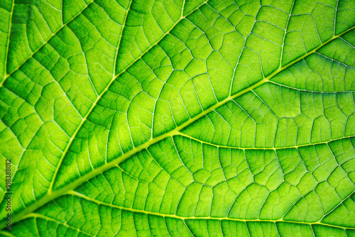 Green leaf texture surface background close up