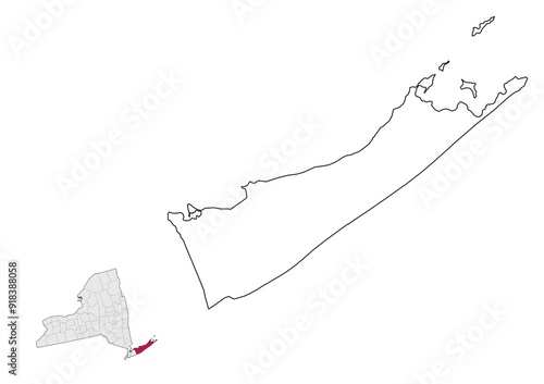 Obraz na płótnie Suffolk County map. New York map. USA w salonie