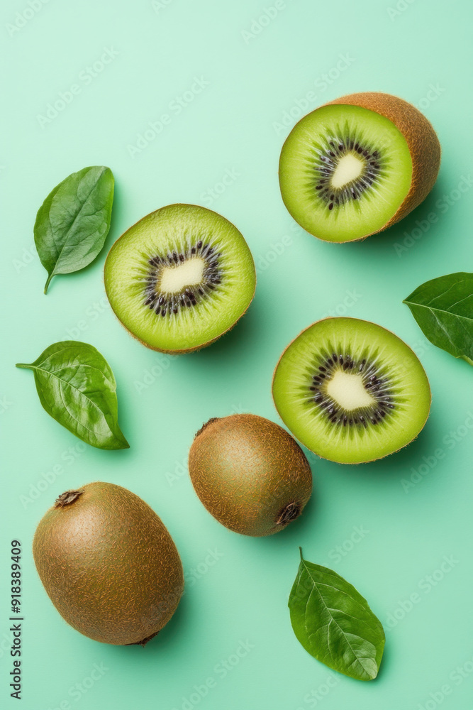 Fototapeta premium Kiwi fruit isolated for vertical background and social media campaign