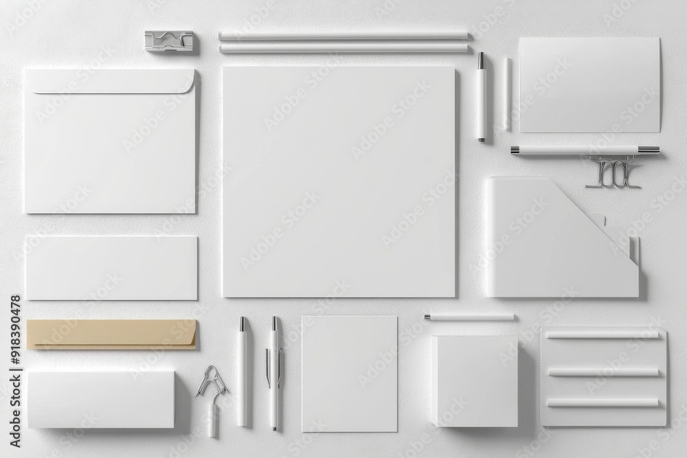 Realistic blank stationery set mockup isolated created with generative ai Realistic blank stationery set mockup isolated created with generative ai