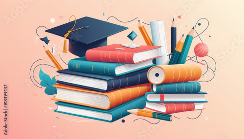 stack of books and pencils
