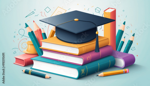 graduation cap and diploma