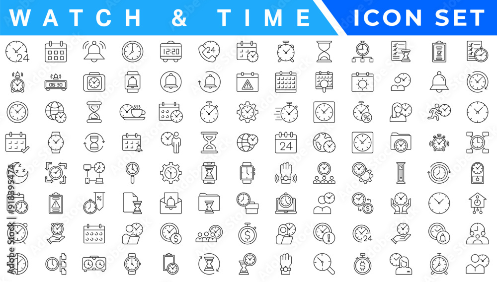 Watch,Time and clock, calendar, timer line icons. Vector linear icon set Watch,Time and clock, calendar, timer line icons. Vector linear icon set