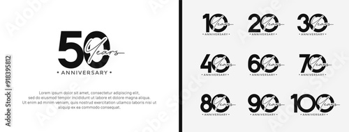 anniversary logo style set with black color can be use for celebration moment