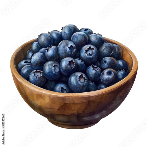 Wallpaper Mural blueberries in a wooden bowl isolated on white background Torontodigital.ca