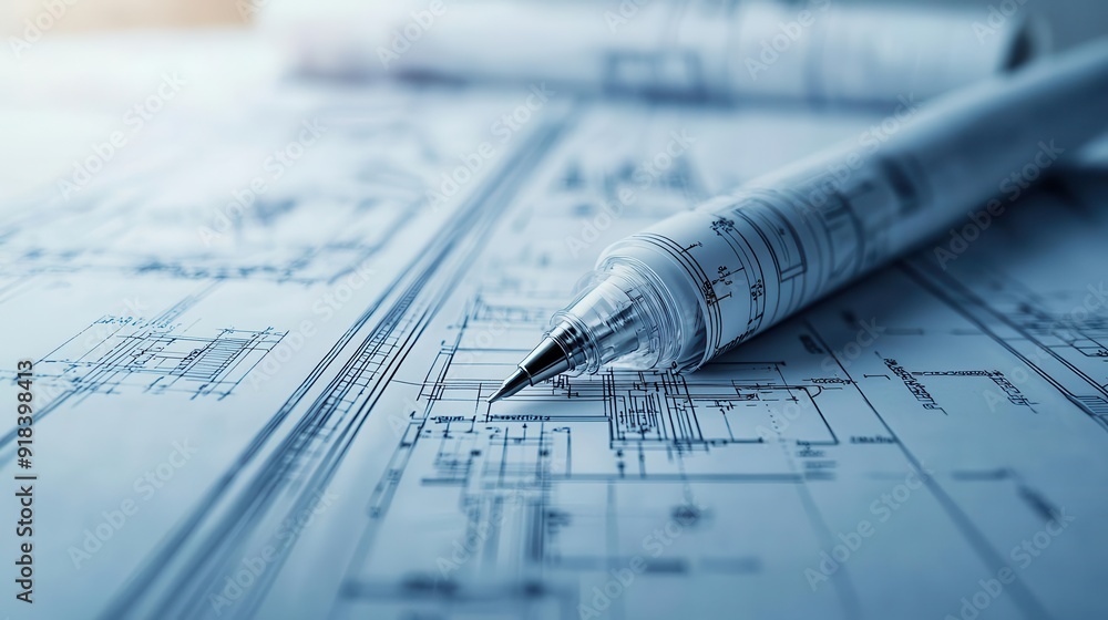 Closeup of a blueprint with road alignment and grading plans, civil engineering detail