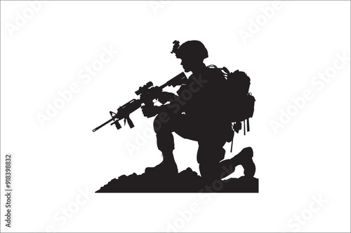 Silhouettes of Army Combat Soldiers, soldiers Vector bundle, Silhouette, Veteran Soldier vector. 