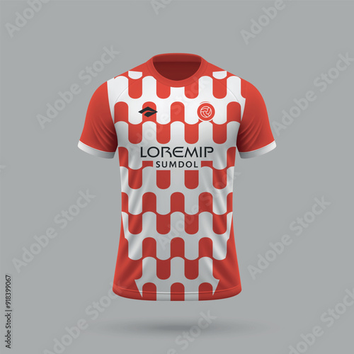 3d realistic soccer jersey in Girona style, football shirt template 2024