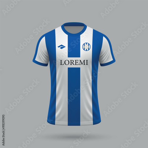 3d realistic soccer jersey in Real Sociedad style, football shirt template 2024