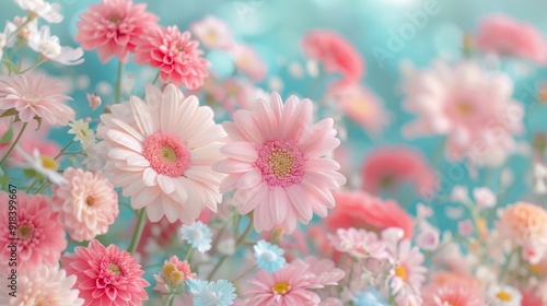 Colorful Spring Flowers Blooming in a Garden Under Soft Natural Light