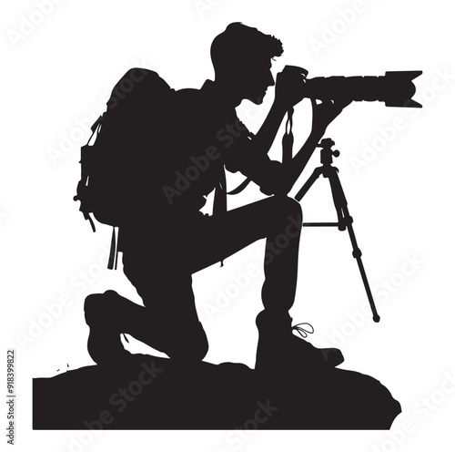 Photographer illustration silhouette isolated on transparent.