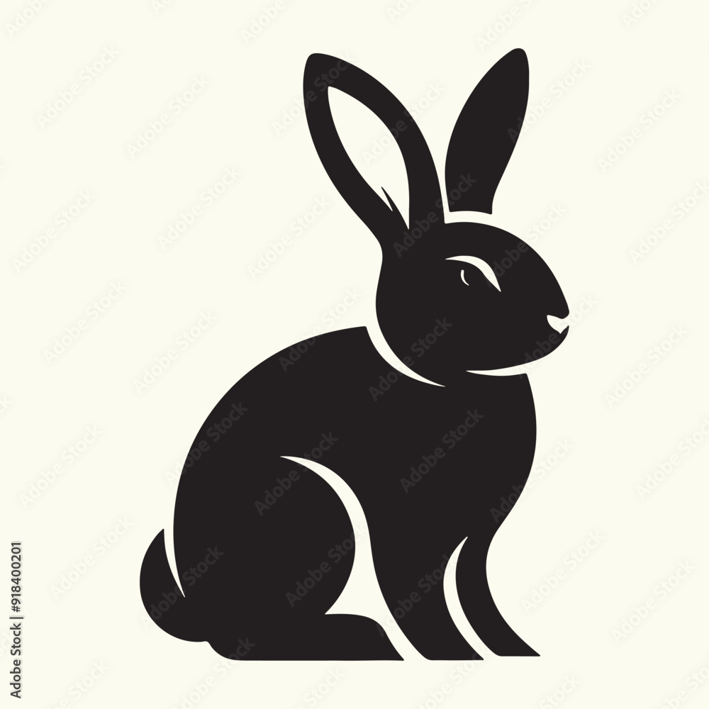 Fototapeta premium Bunny black silhouette Illustration Vector