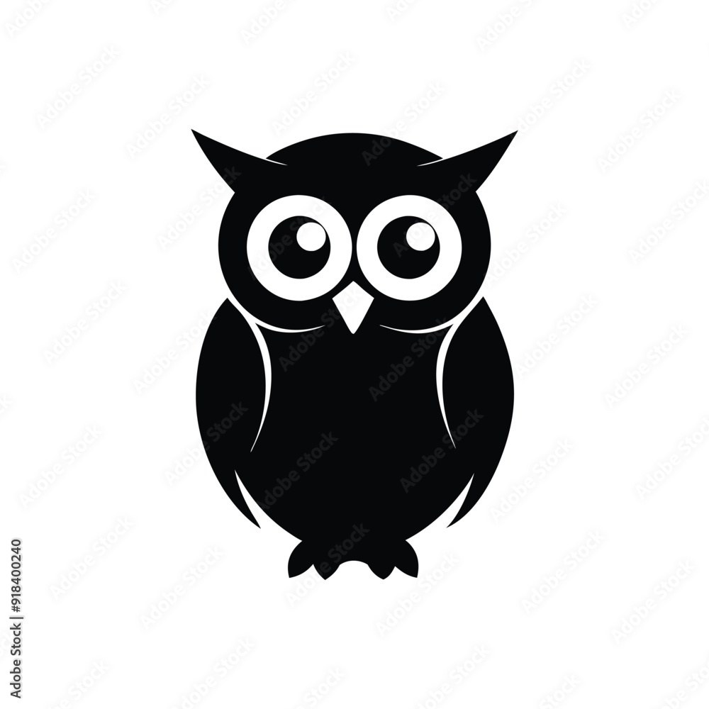 Owl silhouette vector art illustration on a clean white background, ideal for prints and designs. Owl silhouette vector art illustration on a clean white background, ideal for prints and designs.