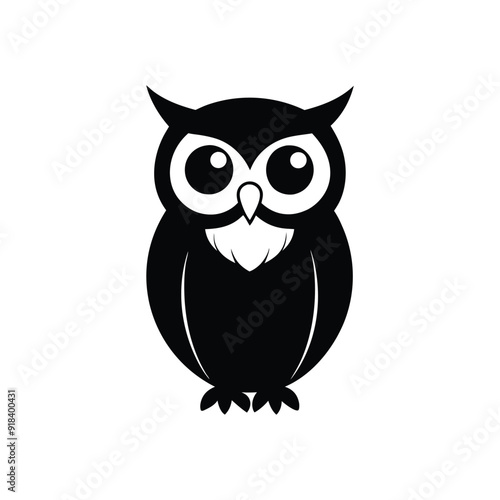 Owl silhouette vector art illustration on a clean white background, ideal for prints and designs. photo