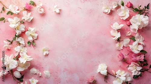 White and Pink Flowers Arranged on a Pink Background