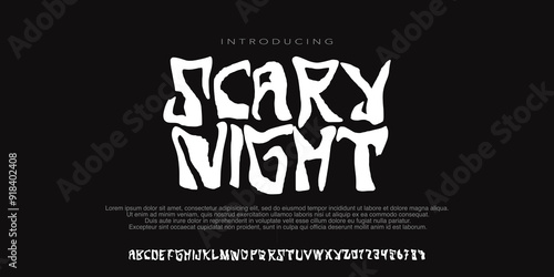 Original handdrawn Alphabet Halloween holiday font, scary type, spooky typeface, dark and awesome. Vector typography horror letters and numbers on creepy.